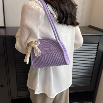 Moda palha boêmio bolsa versátil tecido praia balde saco crossbody bolsa de ombro feminina artesanal tecido saco feminino