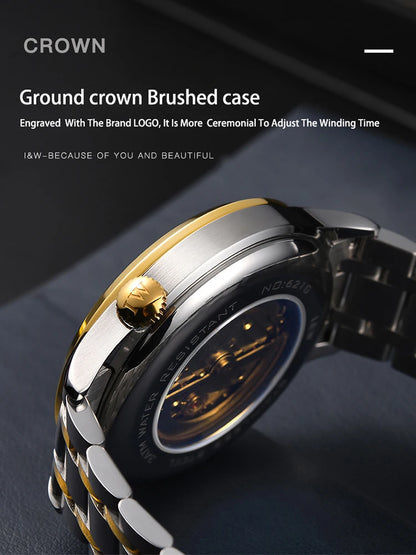 Carnaval marca high-end série iw todo em aço relógio mecânico automático genuíno moda esportes masculino relógio mecânico homem de luxo