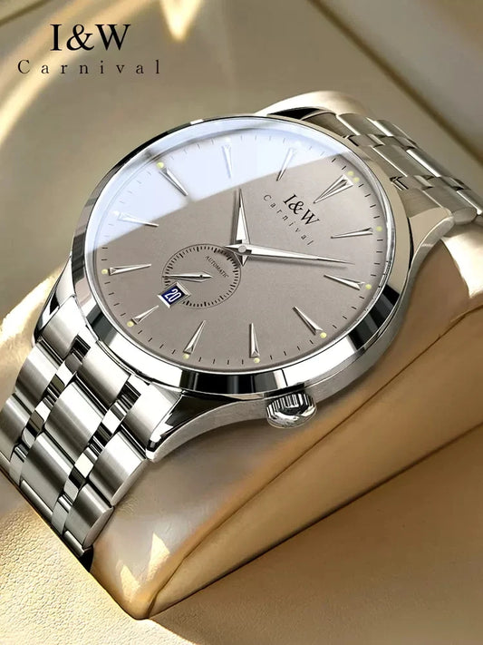 Carnaval marca high-end série iw todo em aço relógio mecânico automático genuíno moda esportes masculino relógio mecânico homem de luxo