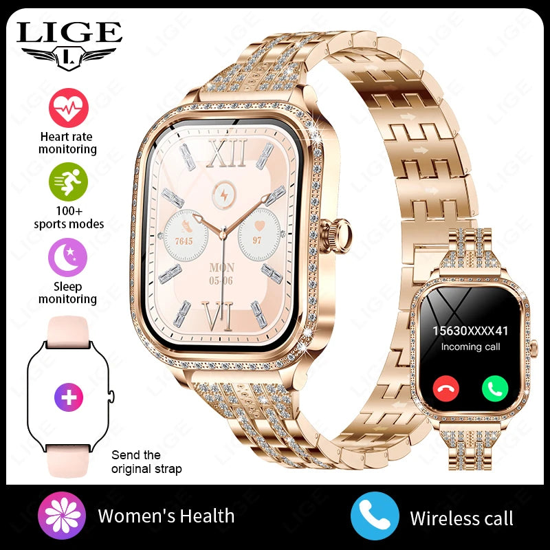 LIGE Women's Waterproof Bluetooth Smartwatch