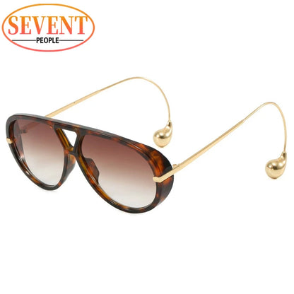 Oversized Oval Punk Pilot Sunglasses Women Big 2025 Luxury Brand Vintage Metal Frame Sun Glasses for Ladies UV400 Shield Eyewear