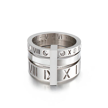 Luxurious Roman Numerals Triple Layer Ring for Women