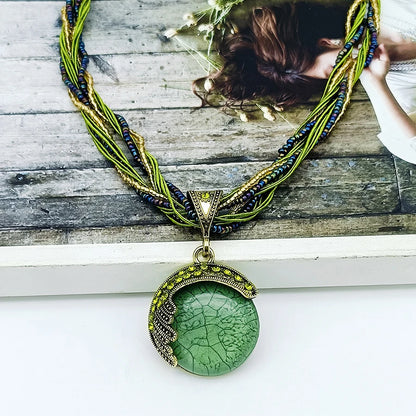 Bohemian Multilayer Crystal Pendant Necklace