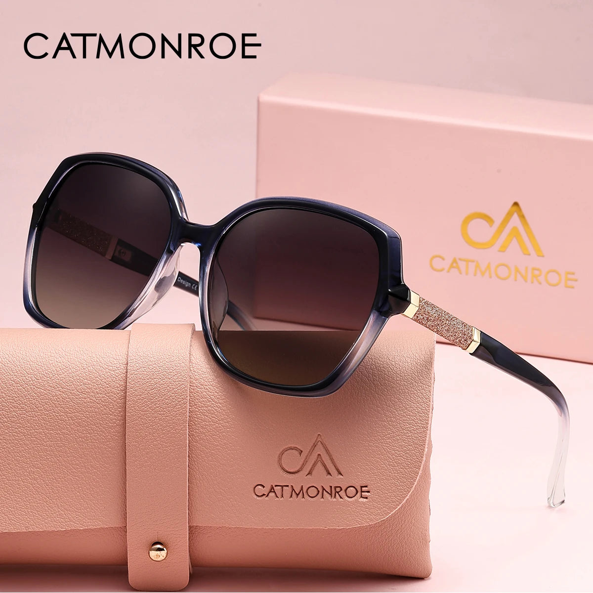 CATMONROE Luxury Polarized Women Sunglasses Butterfly Frame Pink Gift Box Fashion UV400 Sun Glasses Apparel Accessories