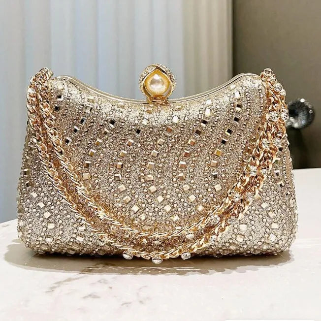 Fino strass diamante incrustação jantar saco de noite retro luxo ouro prata azul pequena embreagem para festa casamento feminino bolsa ombro
