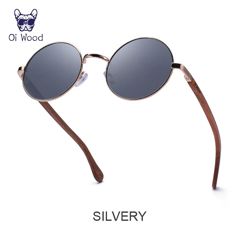 Oi Wood Retro Round Wood Sunglasses For Men Women Wooden Sun Glasses Polarized Blue Mirror Eyewear Fashion Driving Goggle 8024