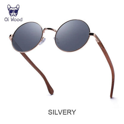 Oi Wood Retro Round Wood Sunglasses For Men Women Wooden Sun Glasses Polarized Blue Mirror Eyewear Fashion Driving Goggle 8024