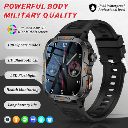 Military Grade Smartwatch 2025 - 1.96" AMOLED Waterproof