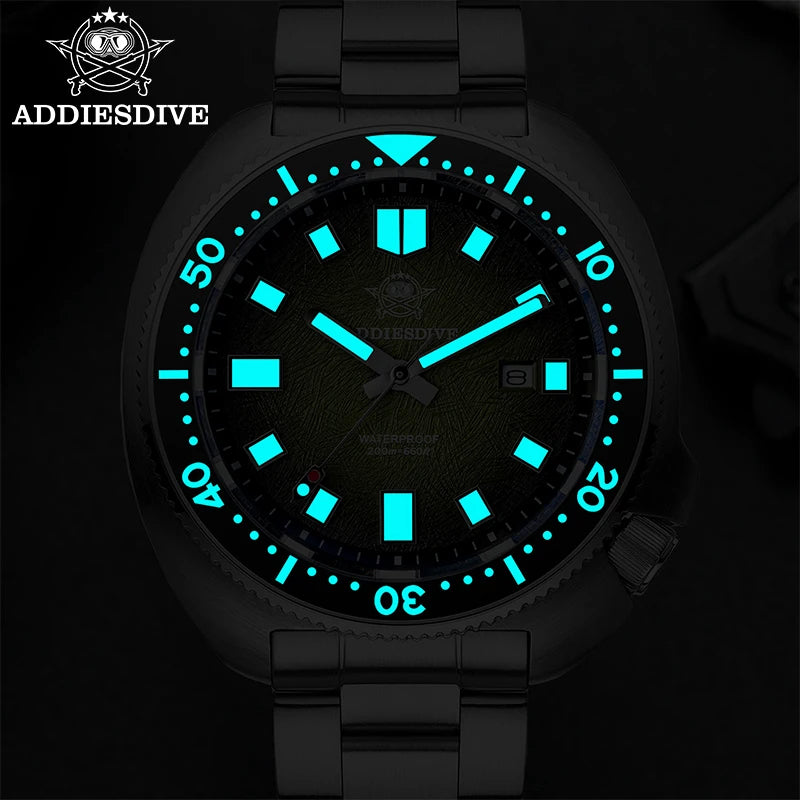 ADDIESDIVE Quartz Watches For Men Sapphire Glass 41mm AR Coated 200M Waterproof Diver Watch BGW9 Luminous New AD2511 Man Watch