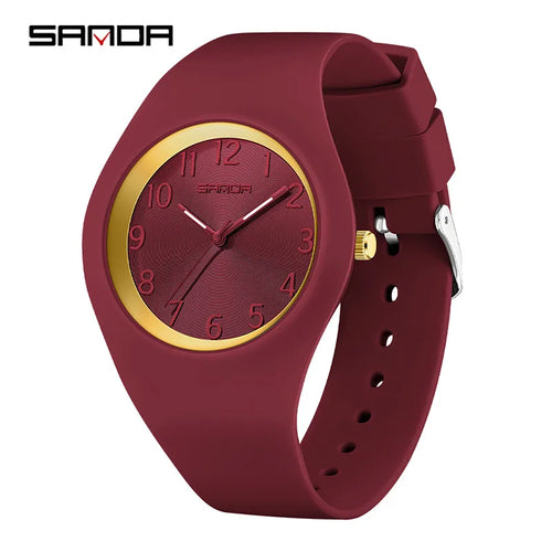 SANDA-Simples Luxo Estudante Quartz Watch, Luz Silicone Strap Relógio De Pulso, Presente Relógio, Ao Ar Livre, Menino e Menina, 6186