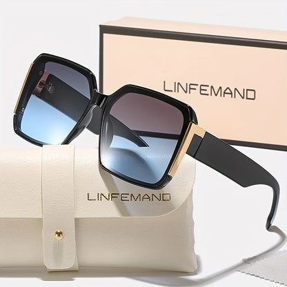 LINFEMAND Moda Grande Armação Decoração Óculos para Mulheres UV400 Conjunto de Óculos de Sol Verão Festa de Dança Presente de Férias