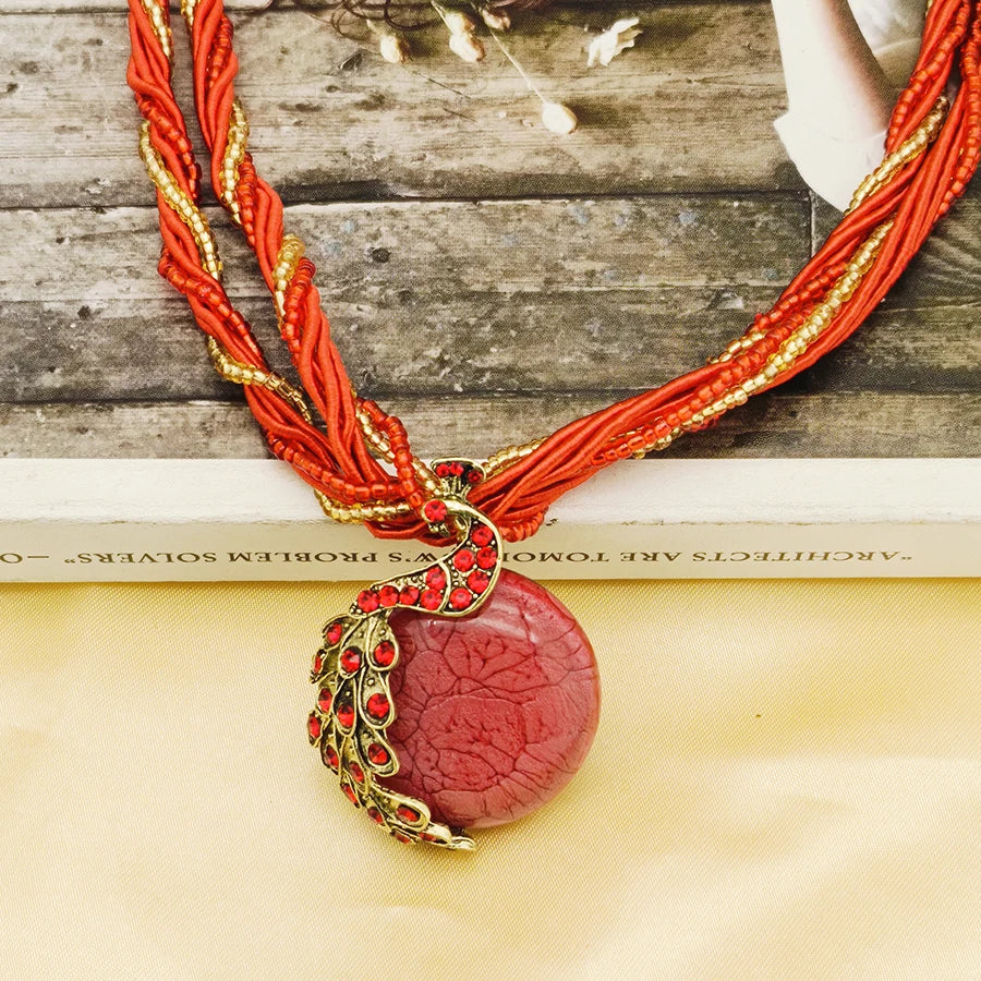 Bohemian Multilayer Crystal Pendant Necklace