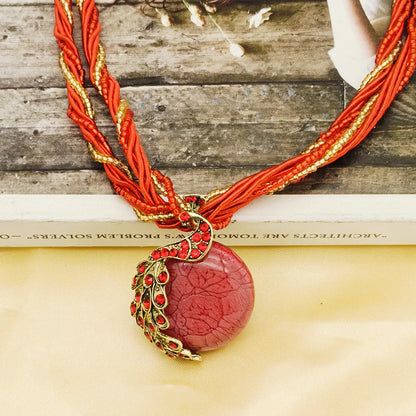 Bohemian Multilayer Crystal Pendant Necklace