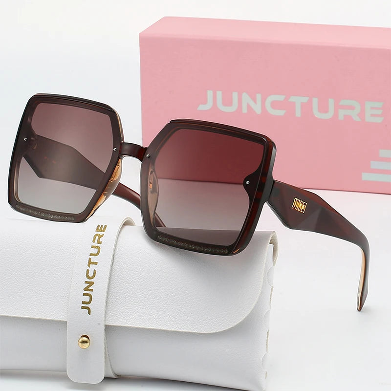 Juncture polarizado feminino óculos de sol moda quadrado óculos de sol gradiente senhora óculos festa presentes do feriado óculos de sol para mulher