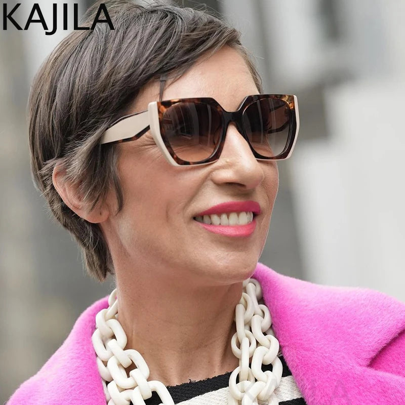 Moda olho de gato óculos de sol feminino 2025 design da marca luxo vintage quadrado punk óculos de sol para senhoras tons retro uv400