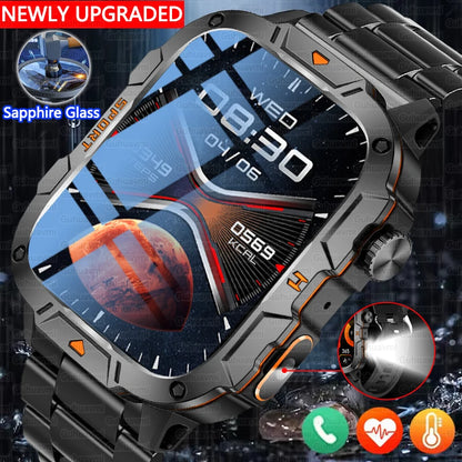 2025 novo para xiaomi grau militar relógio inteligente masculino 1.96 "tela amoled 5atm à prova dwaterproof água esportes rastreador de fitness bt chamada smartwatch