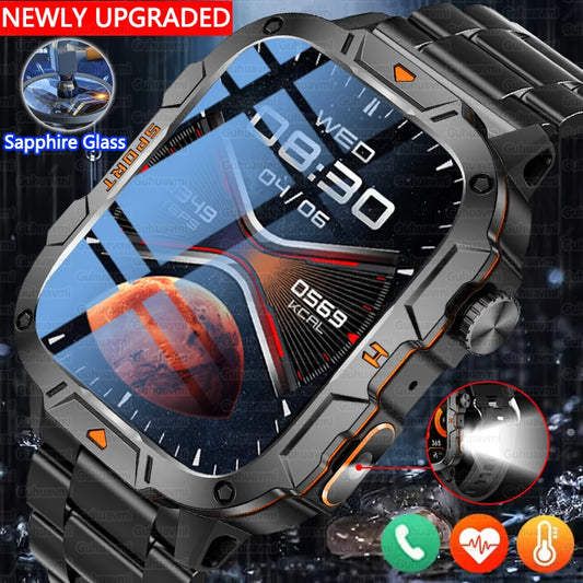 2025 novo para xiaomi grau militar relógio inteligente masculino 1.96 "tela amoled 5atm à prova dwaterproof água esportes rastreador de fitness bt chamada smartwatch