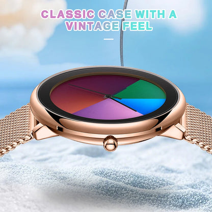Lige moda única cor jogo dial relógio de quartzo feminino simples rosa ouro ultra fino malha senhoras relógios à prova dwaterproof água montre femme