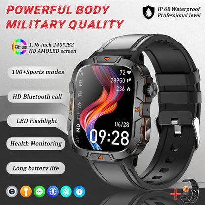 Military Grade Smartwatch 2025 - 1.96" AMOLED Waterproof