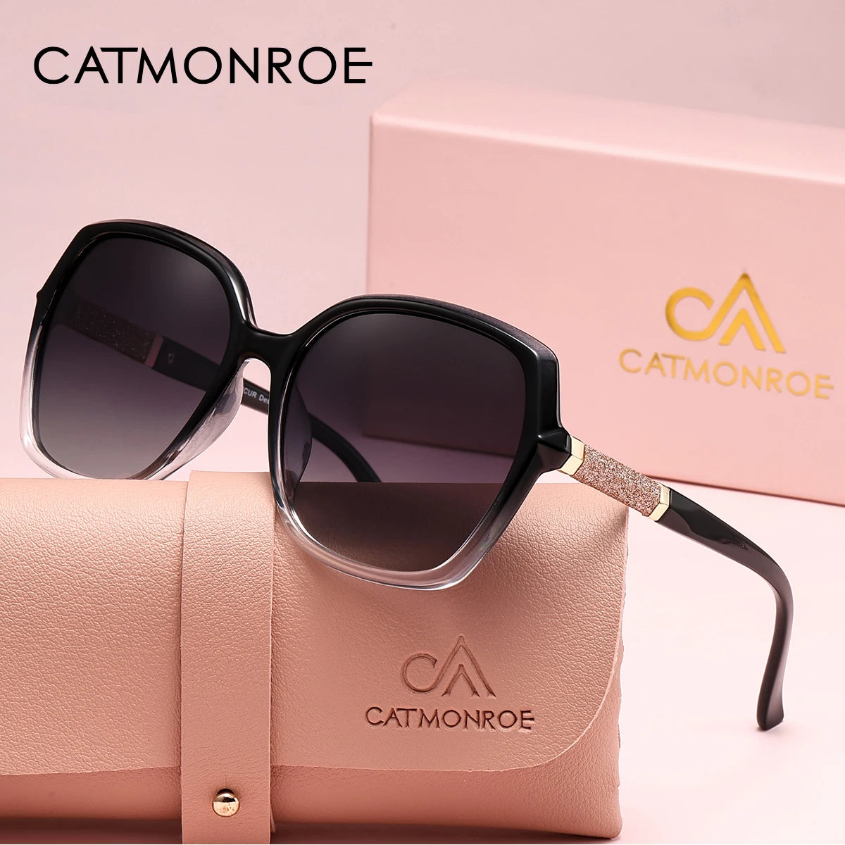 CATMONROE Luxury Polarized Women Sunglasses Butterfly Frame Pink Gift Box Fashion UV400 Sun Glasses Apparel Accessories