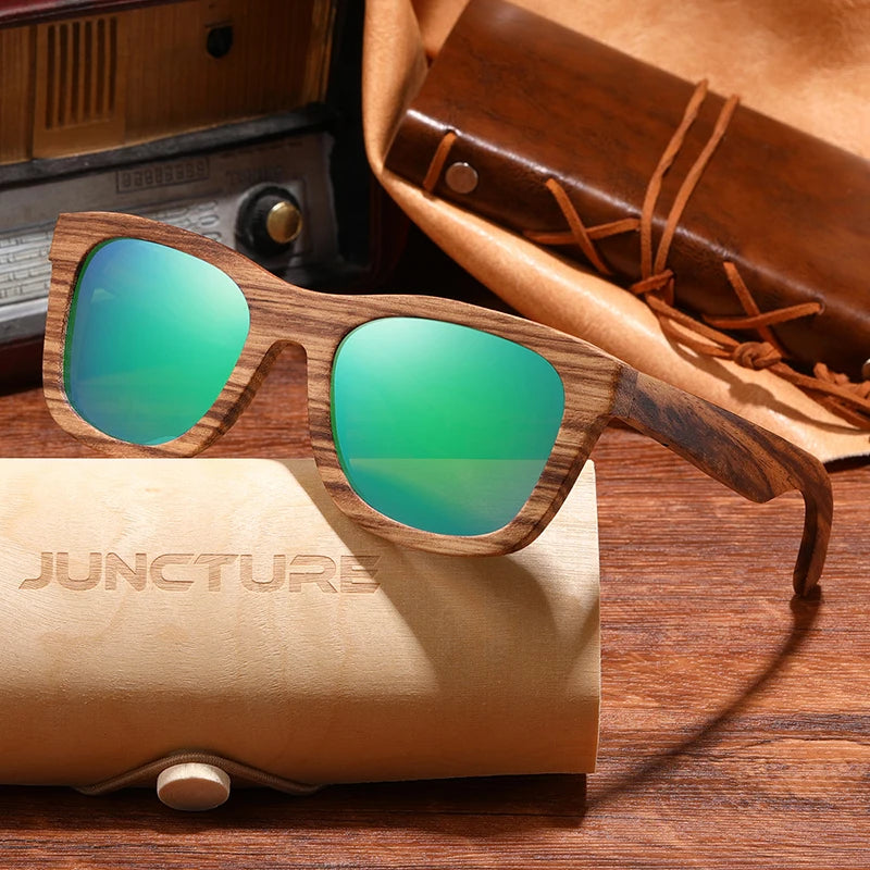 Juncture Vintage Bamboo Square Sunglasses UV400