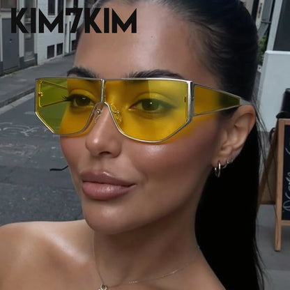 Steampunk Polygon Shield Sunglasses Women 2025 Luxury Brand Night Vision UV400 Windproof Sunglass For Lady Retro Trendy Shades