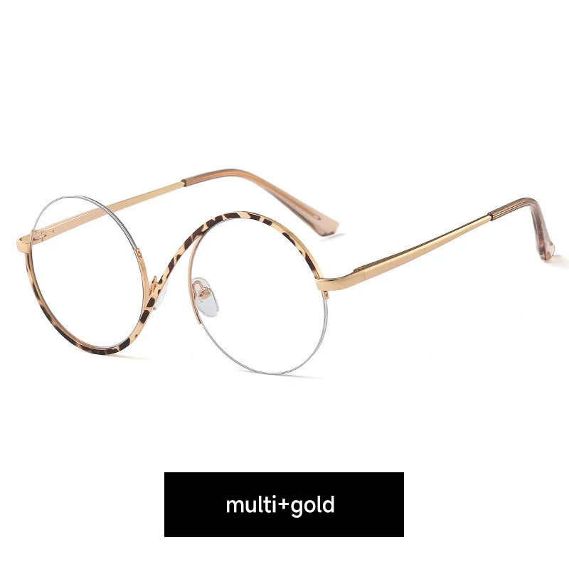 Nova moda redonda anti luz azul óculos feminino lentes transparentes óculos masculino marca designer