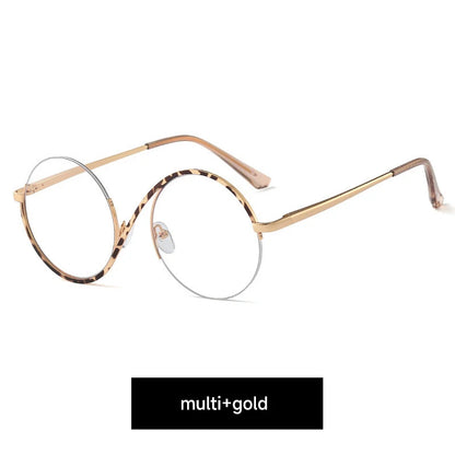 Nova moda redonda anti luz azul óculos feminino lentes transparentes óculos masculino marca designer