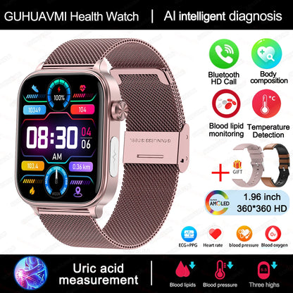 Elegant ECG+PPG Women's Smartwatch with Health Tracking