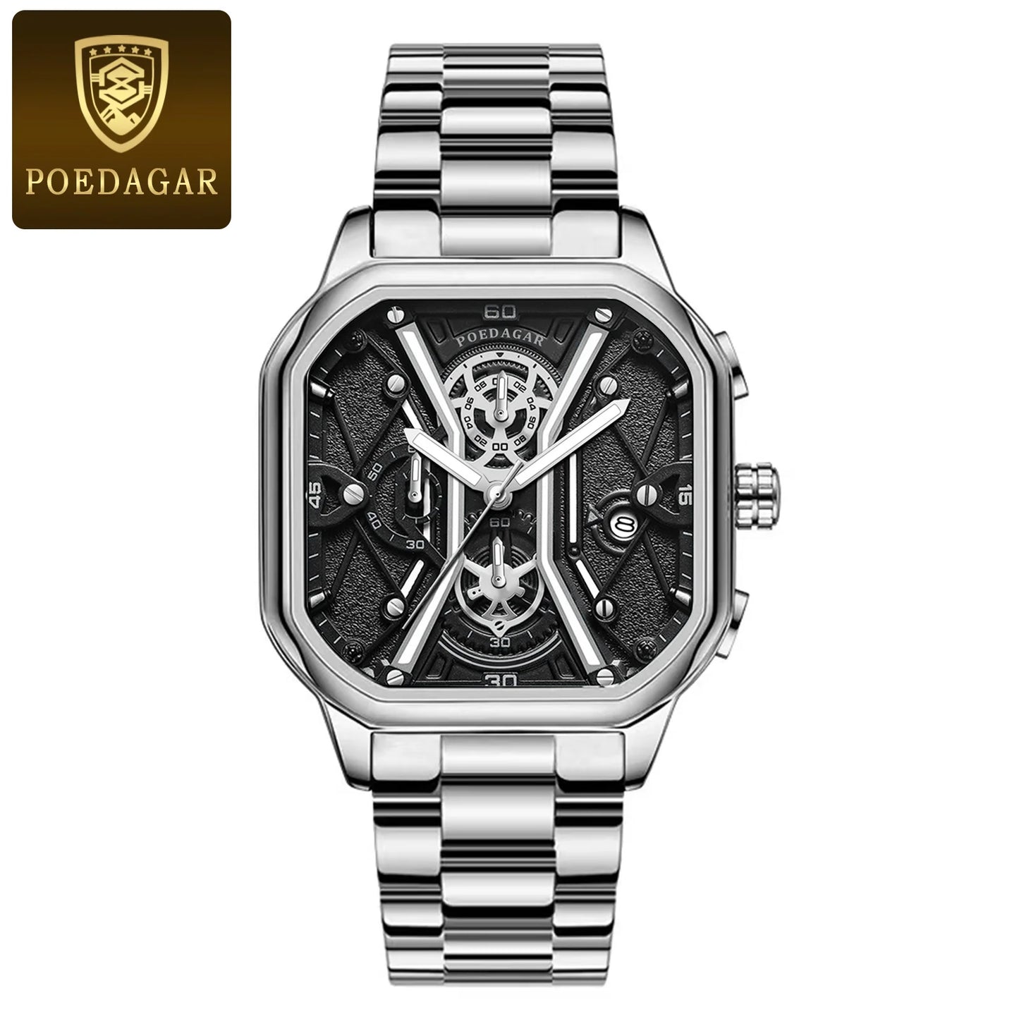 POEDAGAR Luxury Luminous Chronograph Men's Watch