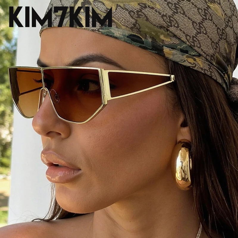 Steampunk Polygon Shield Sunglasses Women 2025 Luxury Brand Night Vision UV400 Windproof Sunglass For Lady Retro Trendy Shades