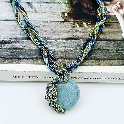 2025 nova moda multicamadas contas corrente cristal gem pedra pingente colares boho jóias de declaração an001