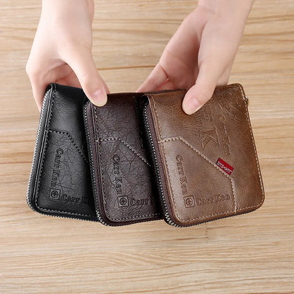 Mens Wallet Leather Business Card Holder Zipper Purse Luxury Wallets for Men Protection Purses Carteira Masculina Luxury