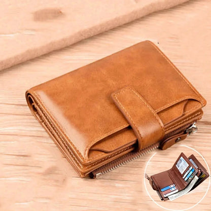 Men's Coin Purse Wallet RFID Anti-theft Man Leather Wallet Zipper Business Card Holder Money Bag Wallet Male