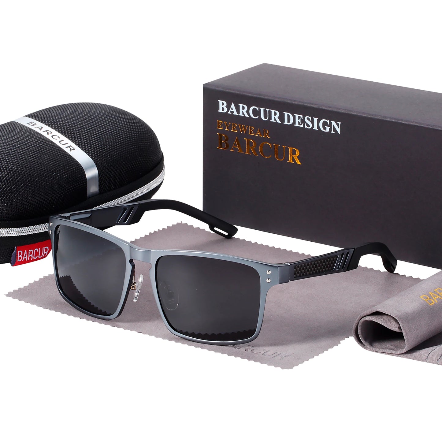 BARCUR Aluminium Magnesium Sunglasses Square Men Sunglasses Polarized Male Sun glasses Women  Sport Eyewear Oculos de sol