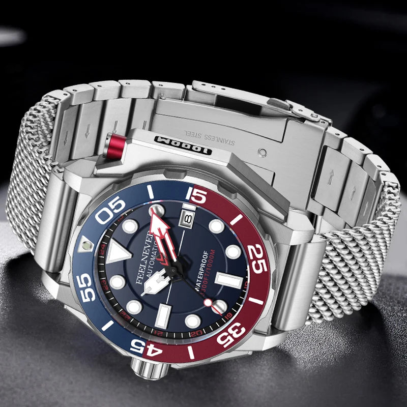 FeelNever marca superior de luxo relógio automático para homens moda negócios relógio masculino militar à prova dwaterproof água relógios mecânicos