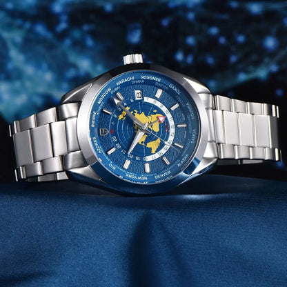 Pagani design 2025 novo tempo mundial gmt zona mapa relógios masculinos relógio automático para homem nh34a relógio de pulso mecânico à prova dwaterproof água