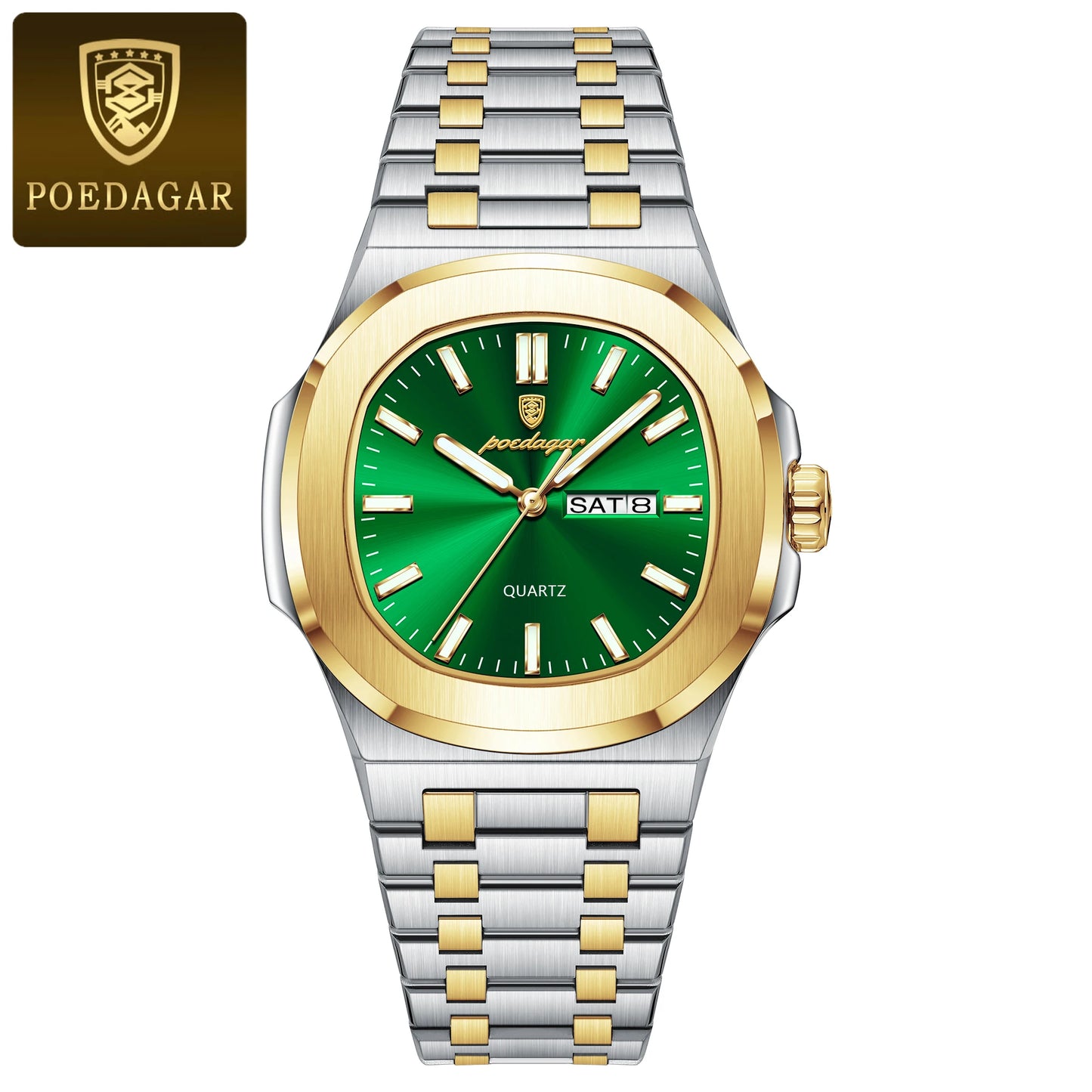 POEDAGAR Original Fashion Men's Watches Waterproof Luminous Date Week Men Watch Stainless Steel Business Luxury Quartz Man Watch