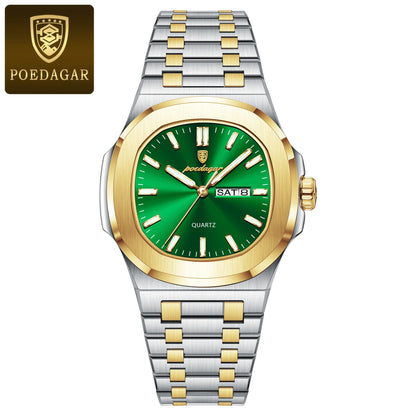 POEDAGAR Original Fashion Men's Watches Waterproof Luminous Date Week Men Watch Stainless Steel Business Luxury Quartz Man Watch