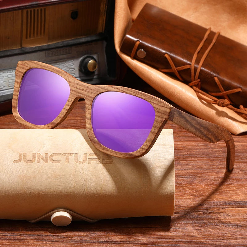 Juncture Vintage Bamboo Square Sunglasses UV400