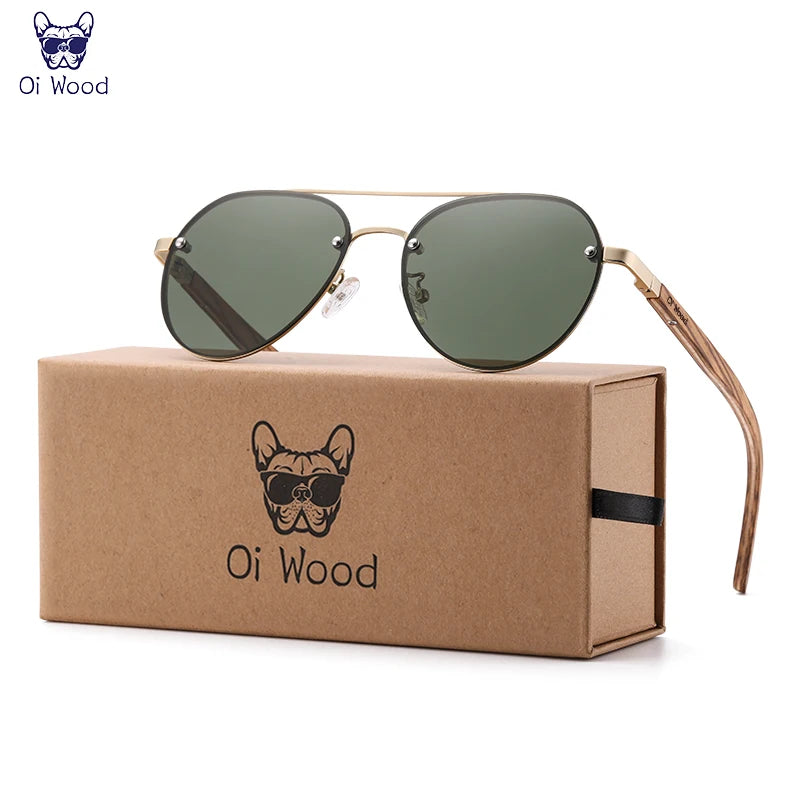Oi Wood Men Polarized Sunglasses Driving Sun Glasses Women Brand Designer Male Vintage Pilot Sunglasses Outdoor UV400 GR
