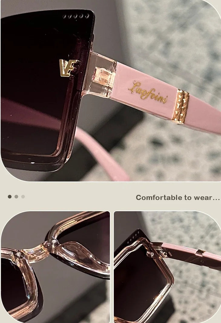 Novo legal sem aro polarizado óculos de sol feminino oversized quadrado óculos de sol senhoras uv400 clássico óculos de sol feminino