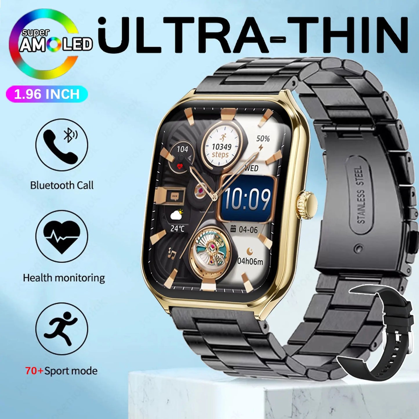 Ultra-Slim AMOLED Smartwatch 1.96" with Bluetooth Calls