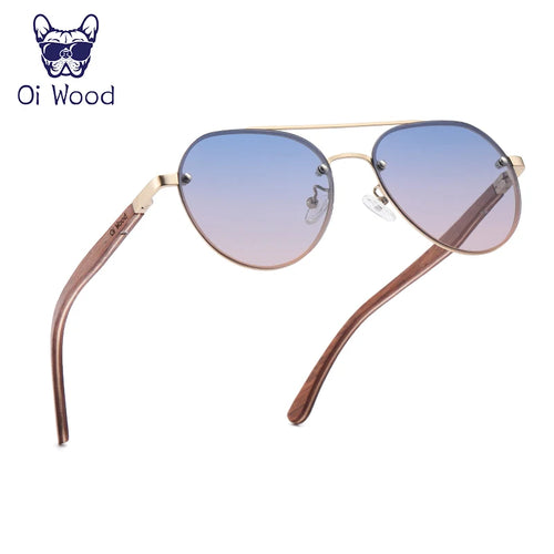 Oi Wood Men Polarized Sunglasses Driving Sun Glasses Women Brand Designer Male Vintage Pilot Sunglasses Outdoor UV400 GR