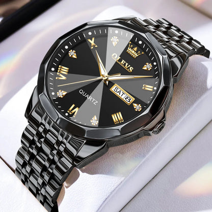 OLEVS Men's Luxury Quartz Waterproof Gold Watch