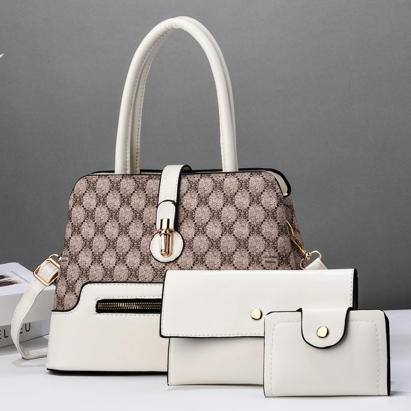 3 pçs/set moda tendência feminina bolsa tote bolsa de embreagem feminina com chique pequena carteira feminina viajando compras totes sacos conjunto