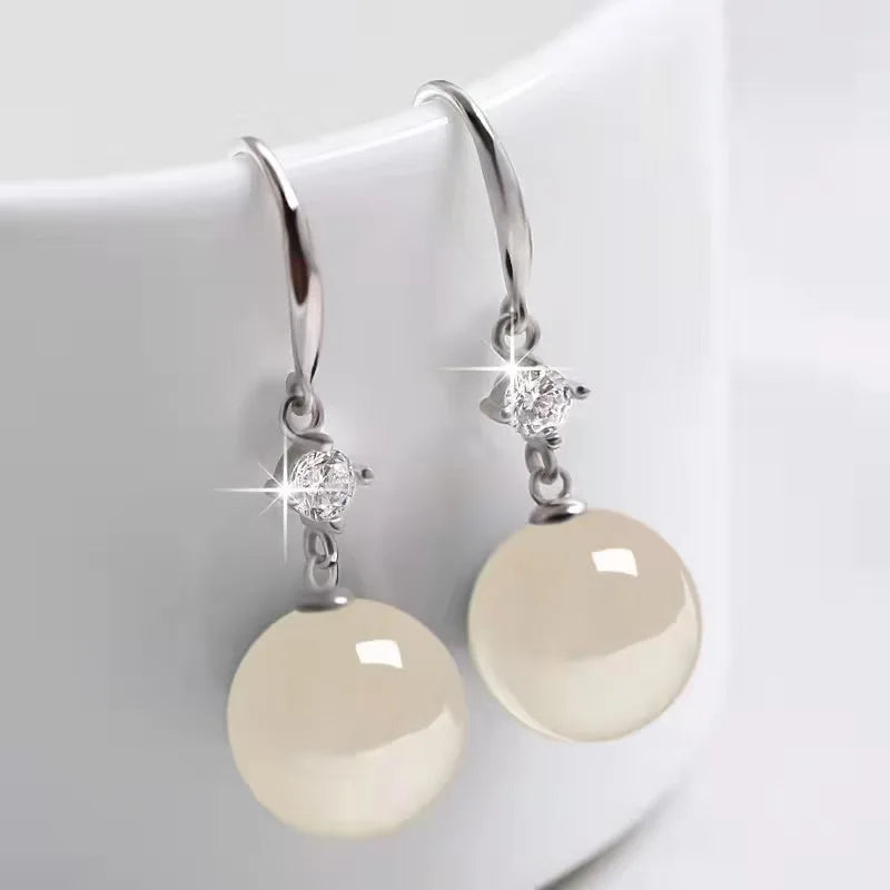 Luxurious Green Jade Pearl Earrings in 18k Gold & Silver