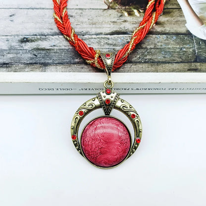 Bohemian Multilayer Crystal Pendant Necklace