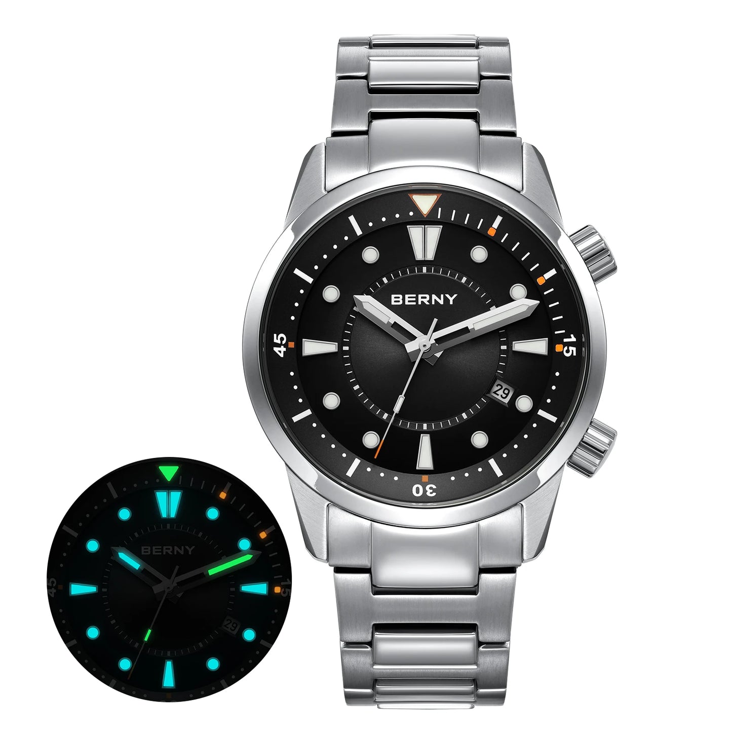BERNY 20ATM Automatic Diver's Watch with Sapphire Crystal
