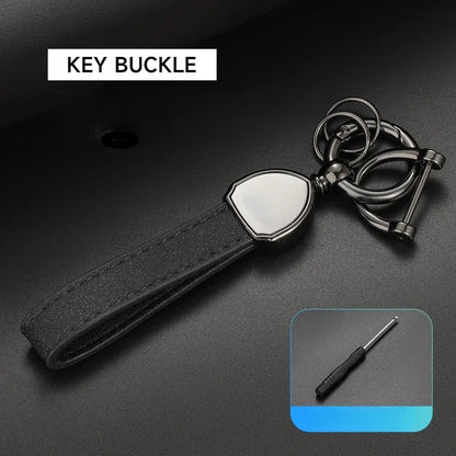 Suede Leather Keychain with Custom Metal Logo